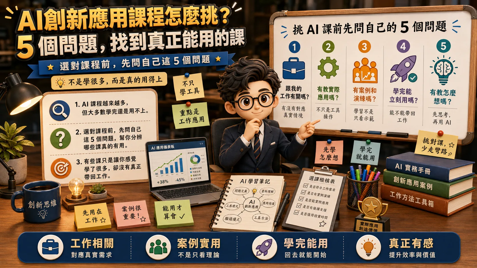 AI創新應用課程怎麼挑？5 個問題，找到真正能用的課