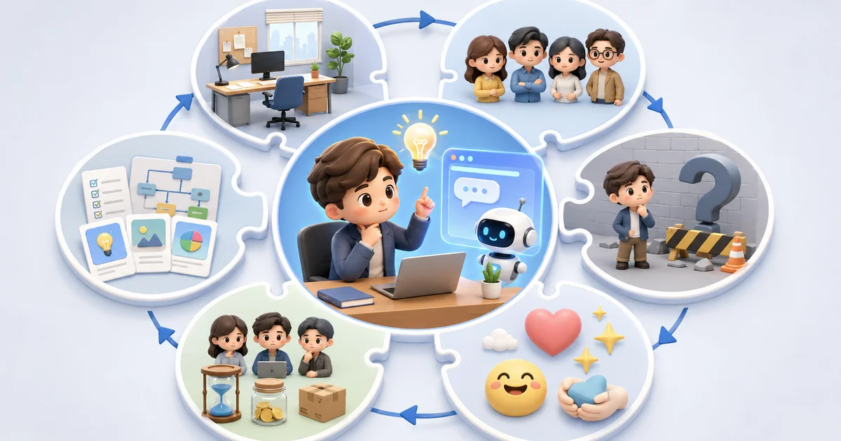 AI 創新提問公式：情境＋對象＋問題＋需求感受＋限制條件＋期待產出