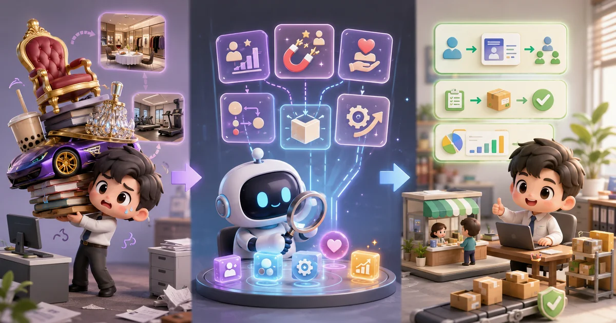 AI 小助手協助拆解其他產業的做法，將表面形式轉換成背後原理，再應用到自己的產品、服務與流程問題