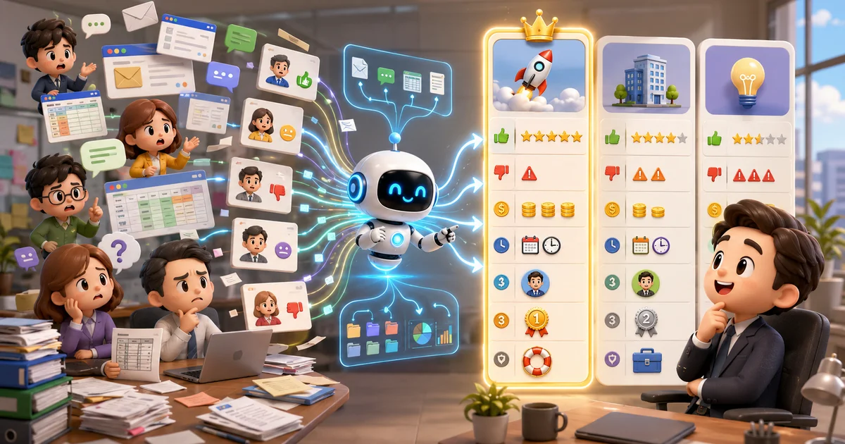 AI 把零散意見整理成決策比較表