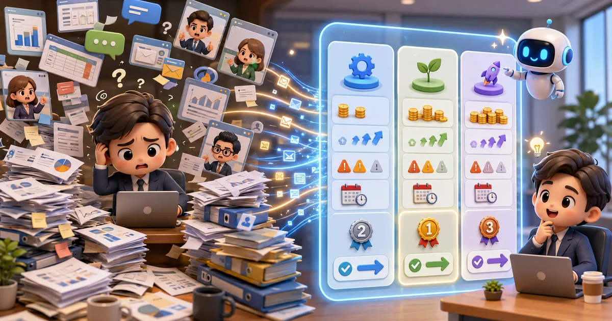 主管每天收到很多資訊，卻很難做決策？用 AI 整理成選項比較表