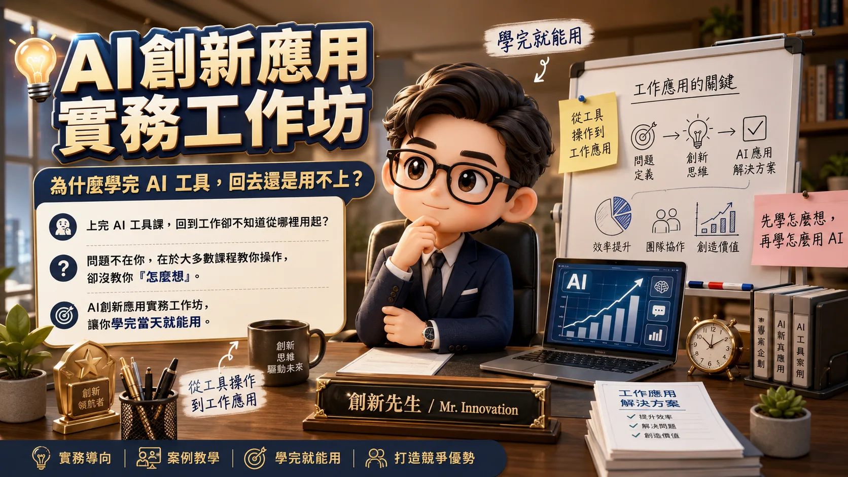 AI創新應用實務工作坊：為什麼學完 AI 工具，回去還是用不上？