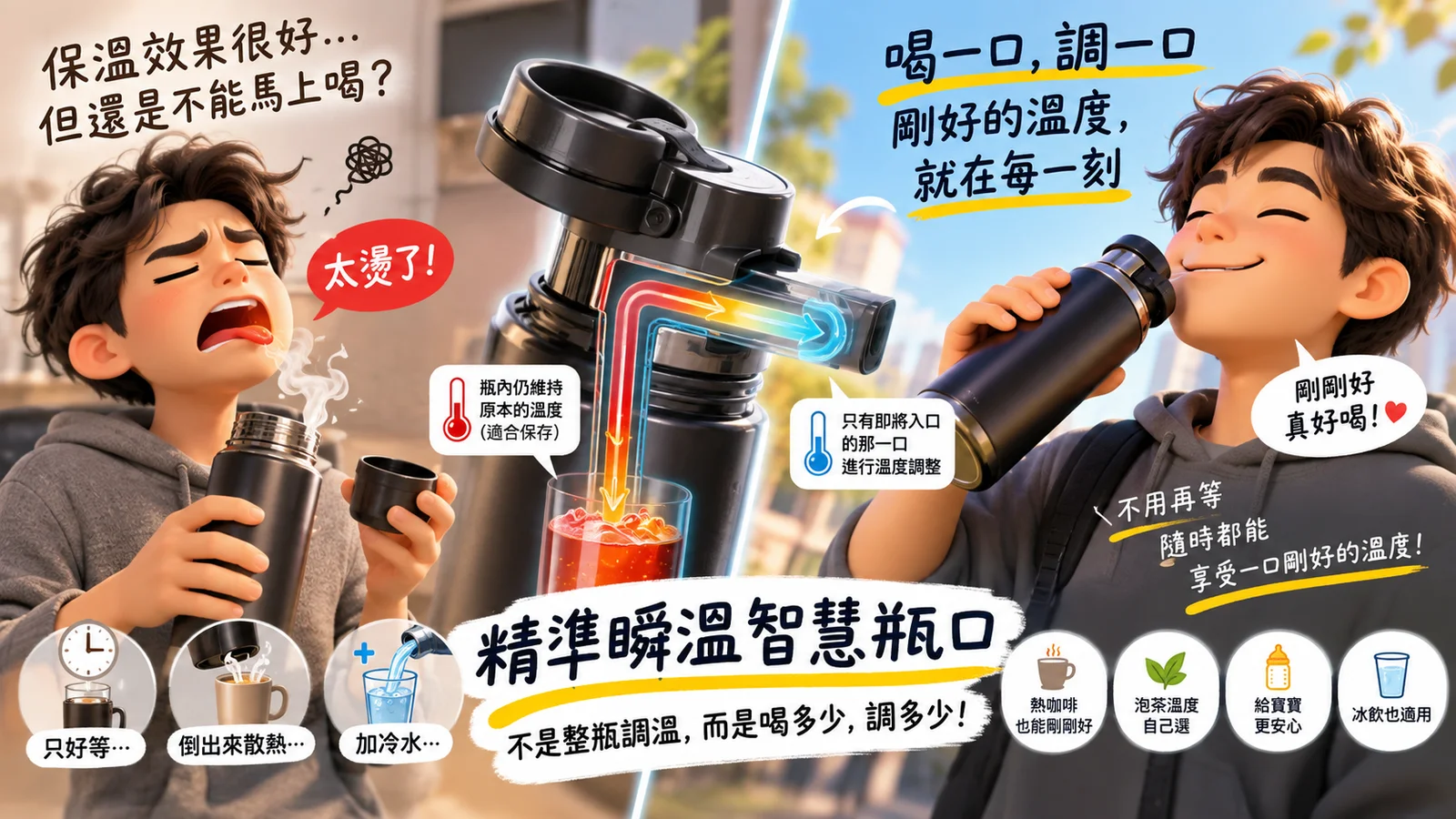 保溫瓶越保溫，為什麼反而不能馬上喝？從「整瓶調溫」重新思考成「喝一口才調一口」