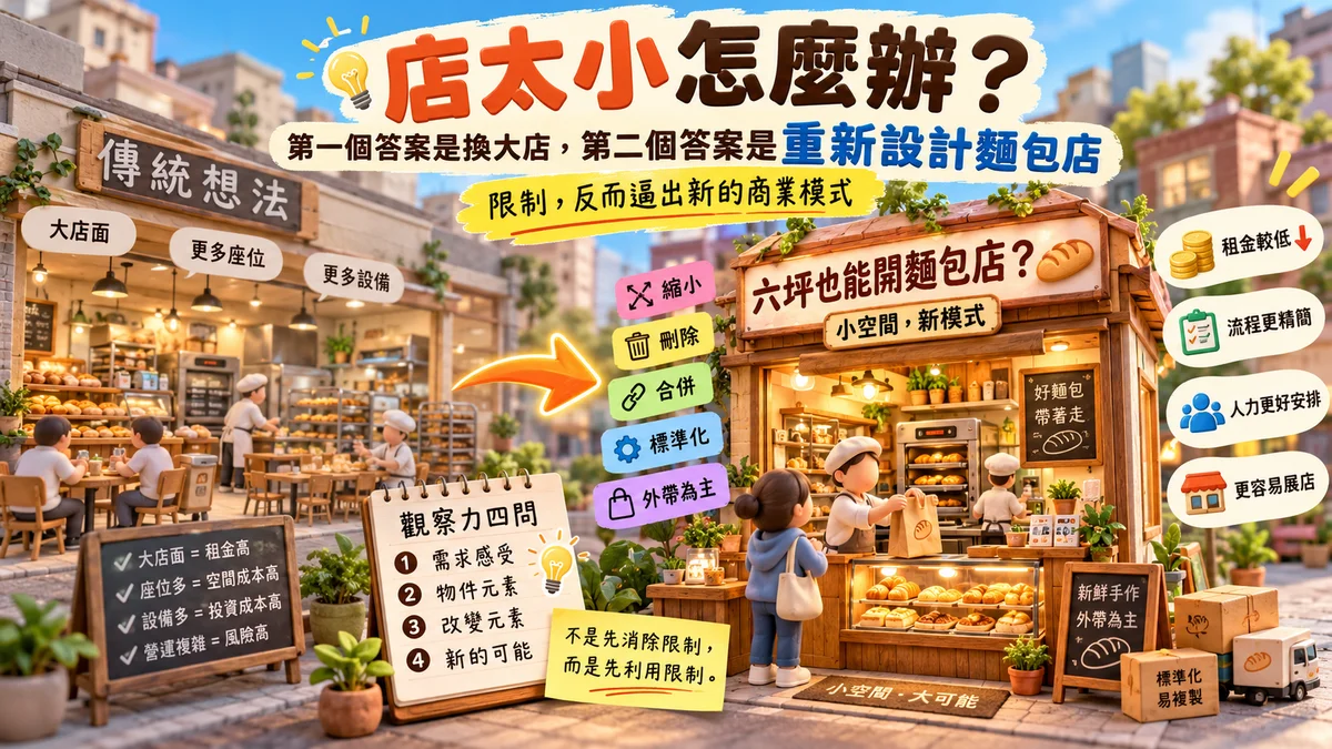 店太小怎麼辦？第一個答案是換大店，第二個答案是重新設計麵包店