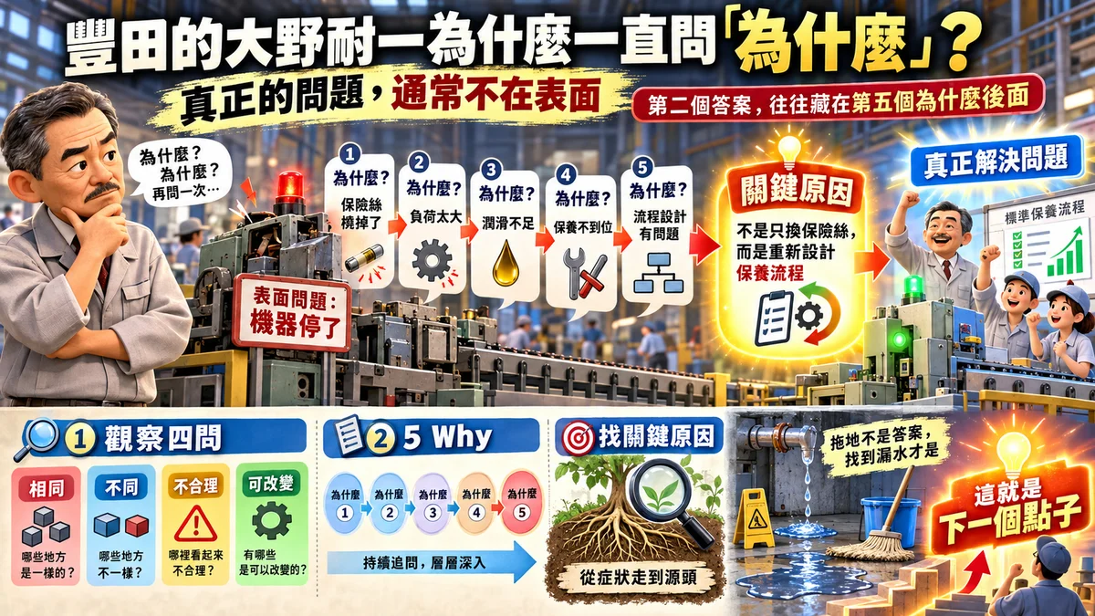 豐田的大野耐一為什麼一直問「為什麼」？真正的問題，通常不在表面